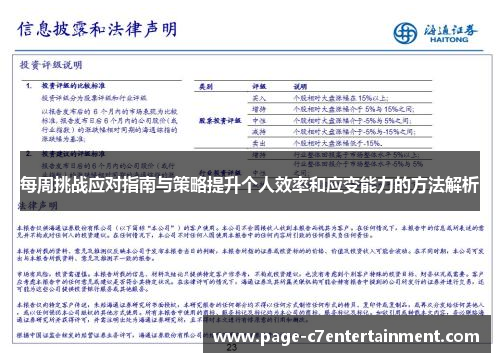 每周挑战应对指南与策略提升个人效率和应变能力的方法解析 每周挑战应对指南与策略提升个人效率和应变能力的方法解析